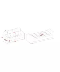 DIVANO LETTO "NORA" 3 POSTI IN TESSUTO COLORE GRIGIO, 212X80X87 CM